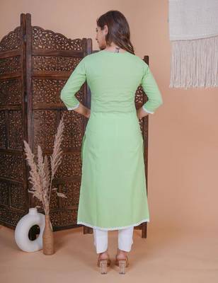 Light green embroidery kurta with pant and dupatta set 2