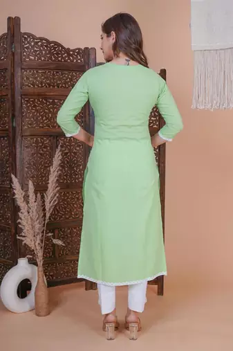 Light green embroidery kurta with pant and dupatta set