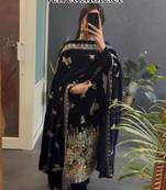 Black velvet embroidery kurta set