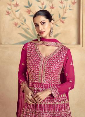 Pink Viscose Anarkali Gown Set 2