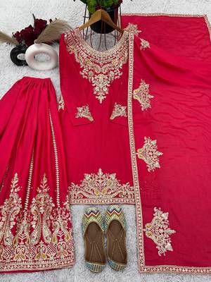 Pink Chinnon Silk Kurta Set for Women 3