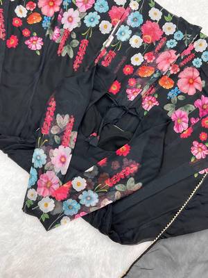 Black jari work floral outing work organza anarkali suit 5