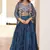 Blue Chinon Silk Threadwork Lehenga Choli
