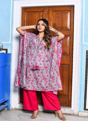 Cool grey and rouge pink kaftan 2