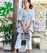 All over blue floral printed kaftaan