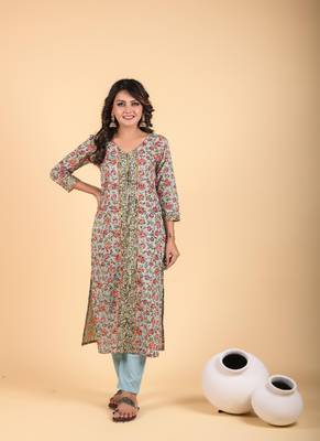 Minimalistic 2-piece embroidered kurta pant sets 1