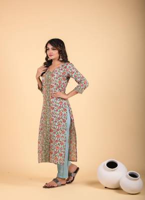 Minimalistic 2-piece embroidered kurta pant sets 2
