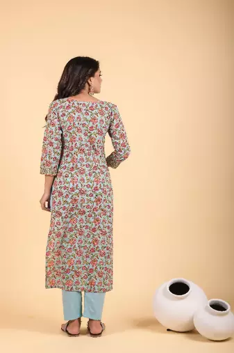 Minimalistic 2-piece embroidered kurta pant sets