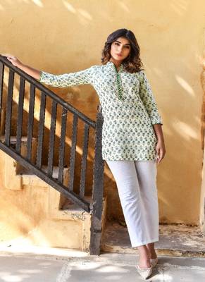 Cotton block printed top and pants 1