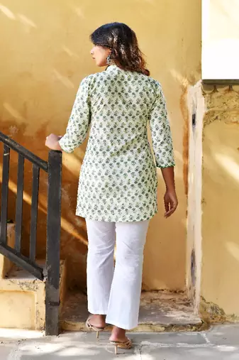 Cotton block printed top and pants