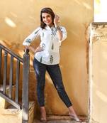 Floral cotton hand block shirt