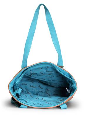 eco- friendly sky blue & multi striped jacquard cotton canvas tote bag 6