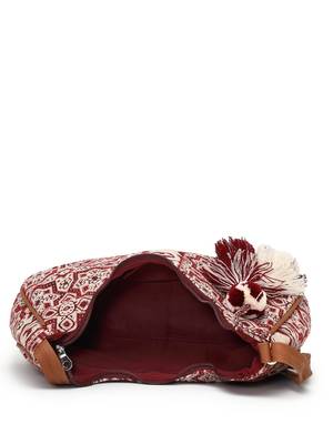 tribal wine, ivory & tan tribal cotton jacquard sling bag 7