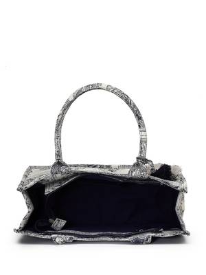jungle natural & navy toile cotton jacquard handheld bag 7