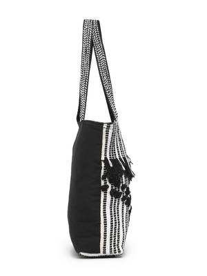 boho black & white striped cotton dari canvas tote bag 10