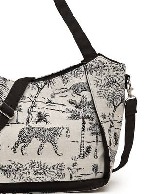 jungle black & off white toile cotton jacquard tote bag 8