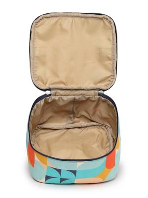 peppy navy & multi abstract printed polycotton small travel accessory bag 6
