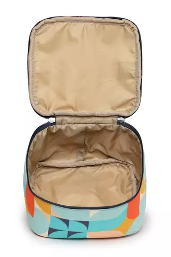 peppy navy & multi abstract printed polycotton small travel accessory bag