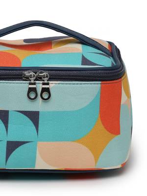 peppy navy & multi abstract printed polycotton small travel accessory bag 7
