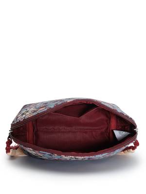 lush pewter, wine & multi floral digital printed polycotton travel pouch 6