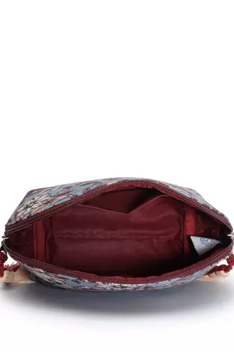 lush pewter, wine & multi floral digital printed polycotton travel pouch