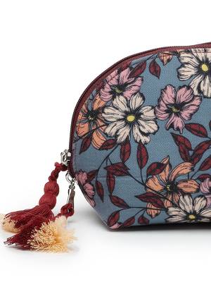 lush pewter, wine & multi floral digital printed polycotton travel pouch 7
