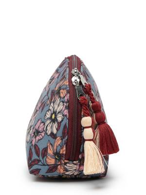lush pewter, wine & multi floral digital printed polycotton travel pouch 9
