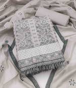 grey cotton embroidered unstitched dress material