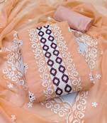 orange georgette embroidered unstitched dress material