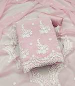 Women's baby pink georgette embroidered unstitched dress material