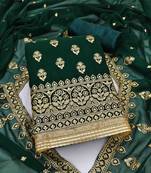 dark green georgette embroidered unstitched dress material