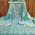 Women's blue organza handwork unstitched dress material