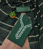dark green cotton handwork unstitched dress material