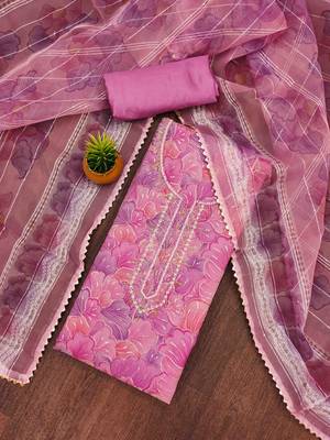 onion organza handwork unstitched dress material 1