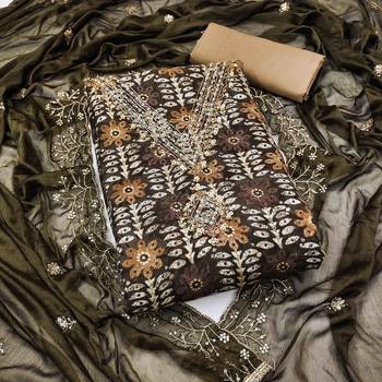 mehndi cotton handwork unstitched dress material 2