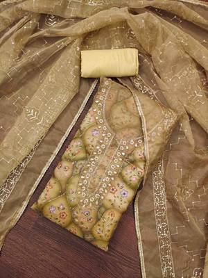 chiku viscose organza handwork unstitched dress material 1