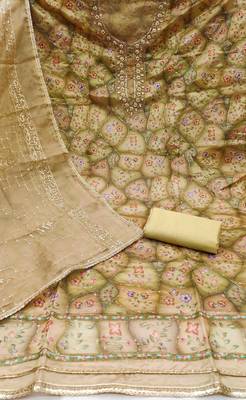chiku viscose organza handwork unstitched dress material 3