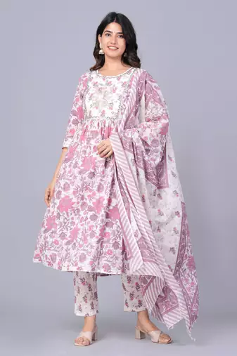 Pink cotton printed kurti