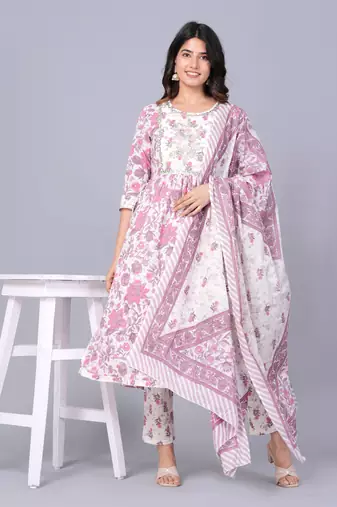 Pink cotton printed kurti