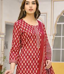 maroon rayon blend ethnic motifs kurta trouser and dupatta