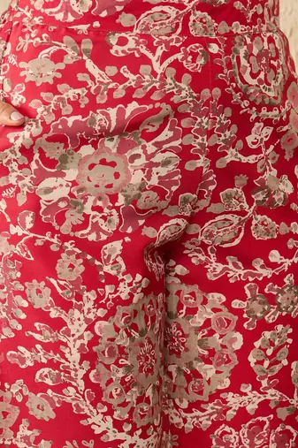 Women red rayon blend floral printed coord sets