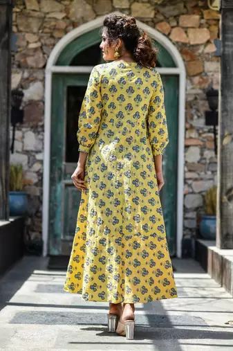Yellow comfortable ethnic dress