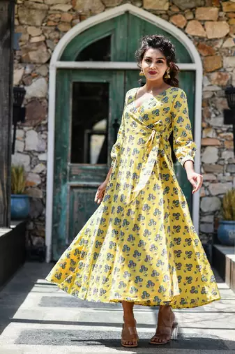 Yellow comfortable ethnic dress