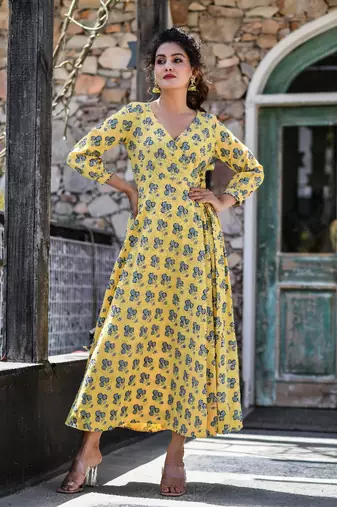 Yellow comfortable ethnic dress