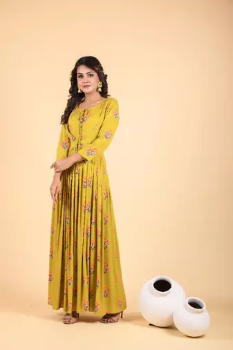 Green empire ethnic dress