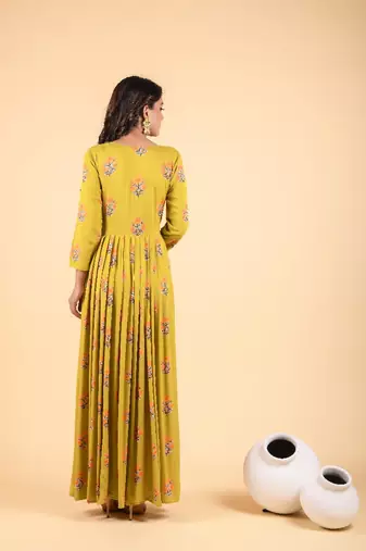 Green empire ethnic dress