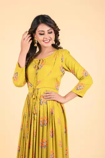 Green empire ethnic dress