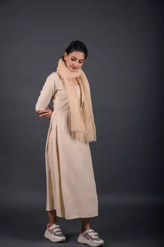 Beige empire ethnic dress