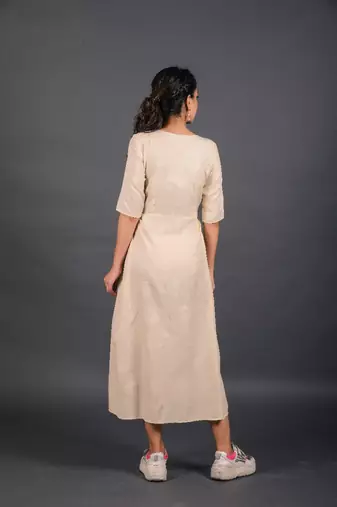 Beige empire ethnic dress