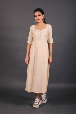 Beige empire ethnic dress 4